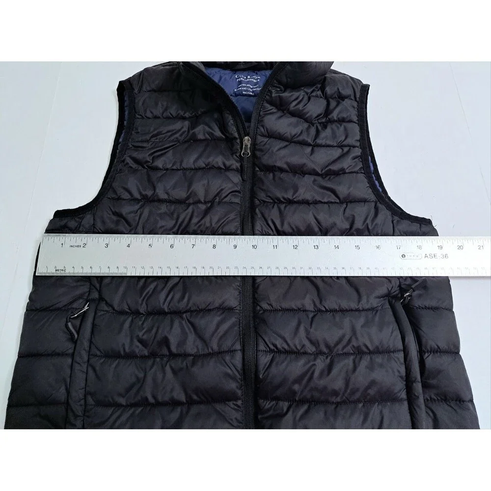 Club Room Vest Men’s Small Puffer Packable Water Resistant Full Zip Jacket Black